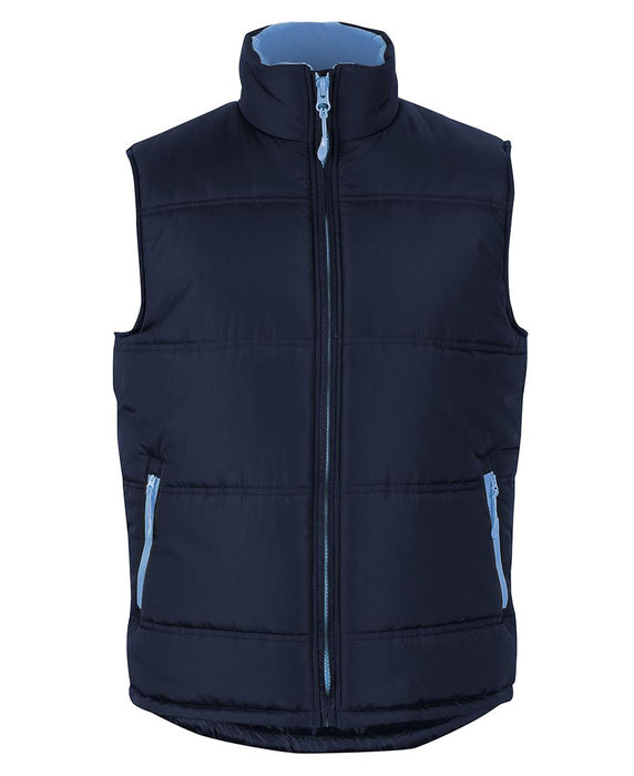 JB's Wear Puffer Contrast Vest with Front and Back Print