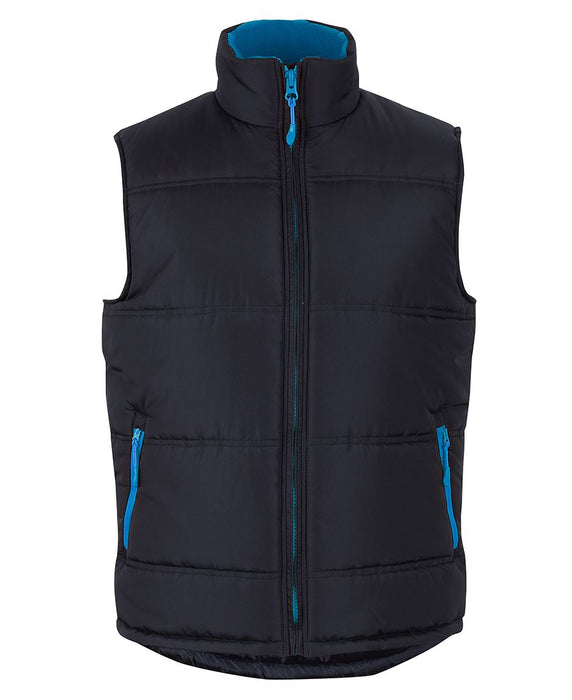 JB's Wear Puffer Contrast Vest with Front and Back Print