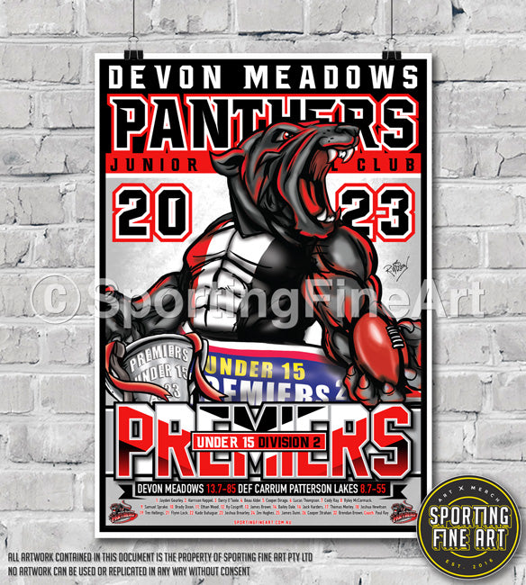 Devon Meadows JFC Under 15 2023 Premiership Poster