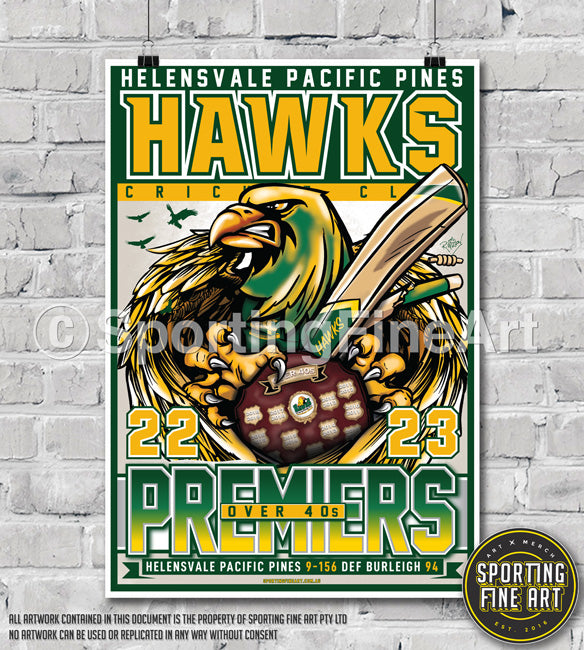 Helensvale Pacific Pines Cricket Club Over 40s 2022/23 Premiership Poster