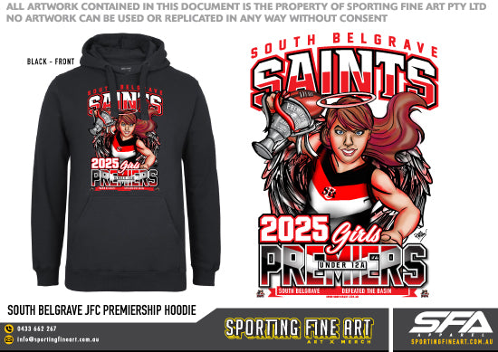 South Belgrave JFC Under 12 Girls 2025 Premiership Hoodie