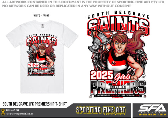 South Belgrave JFC Under 12 Girls 2025 Premiership T-Shirt