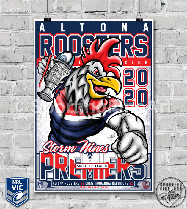 Altona Roosters RLC 2020 Premiership Poster