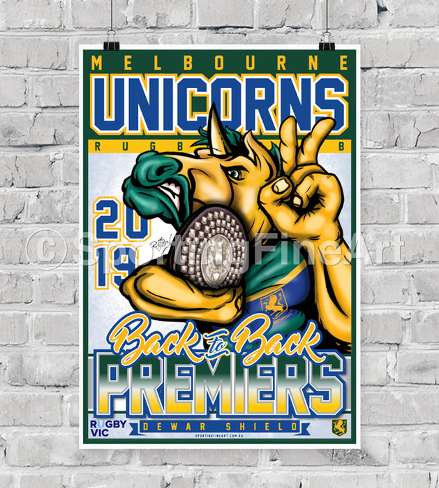 Melbourne Unicorns Rugby Union FC 2019 Premiership Poster