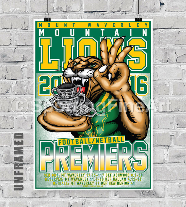 Mount Waverley Football Netball Club 2016 Premiership Poster