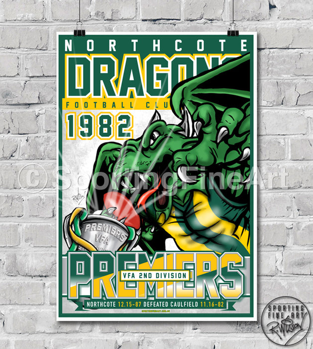 Northcote Dragons FC 1982 Premiership Poster