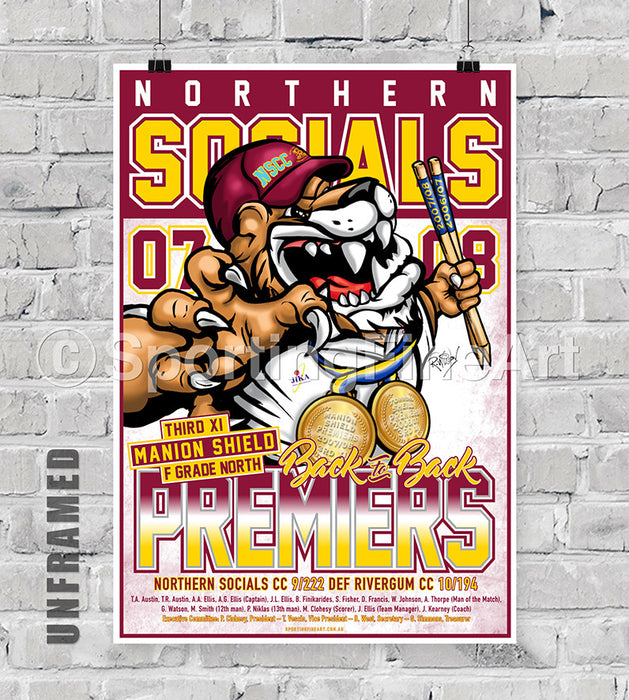 Northern Socials CC 2007/08 Premiership Poster