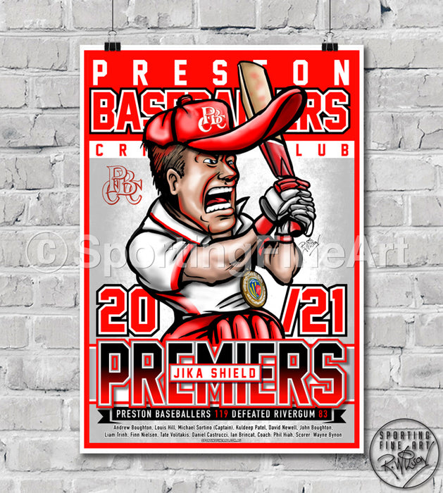 Preston Baseballers CC 2020/21 Premiership Poster