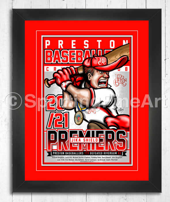 Preston Baseballers CC 2020/21 Premiership Poster