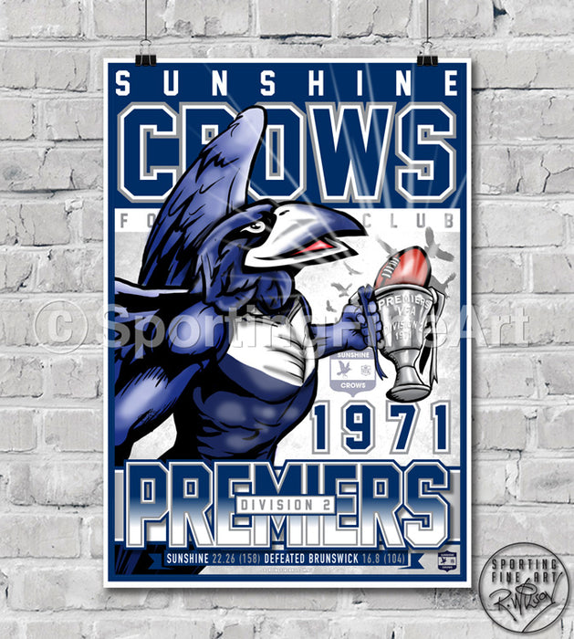 Sunshine Crows FC 1971 Premiership Poster
